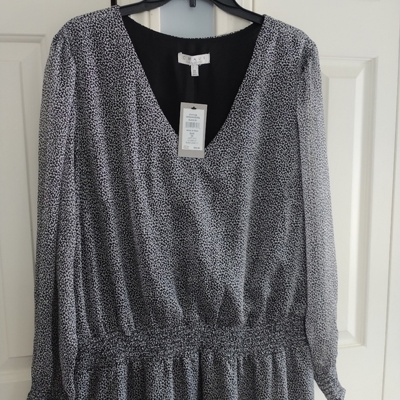 Chaus Long Sleeve Smocked Waist Black White Dress Plus Size 3X - Picture 8 of 13